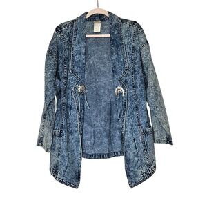 Vintage 70s Blue Acid Wash Denim Jean‎ Jacket M Concho USA Western Southwestern
